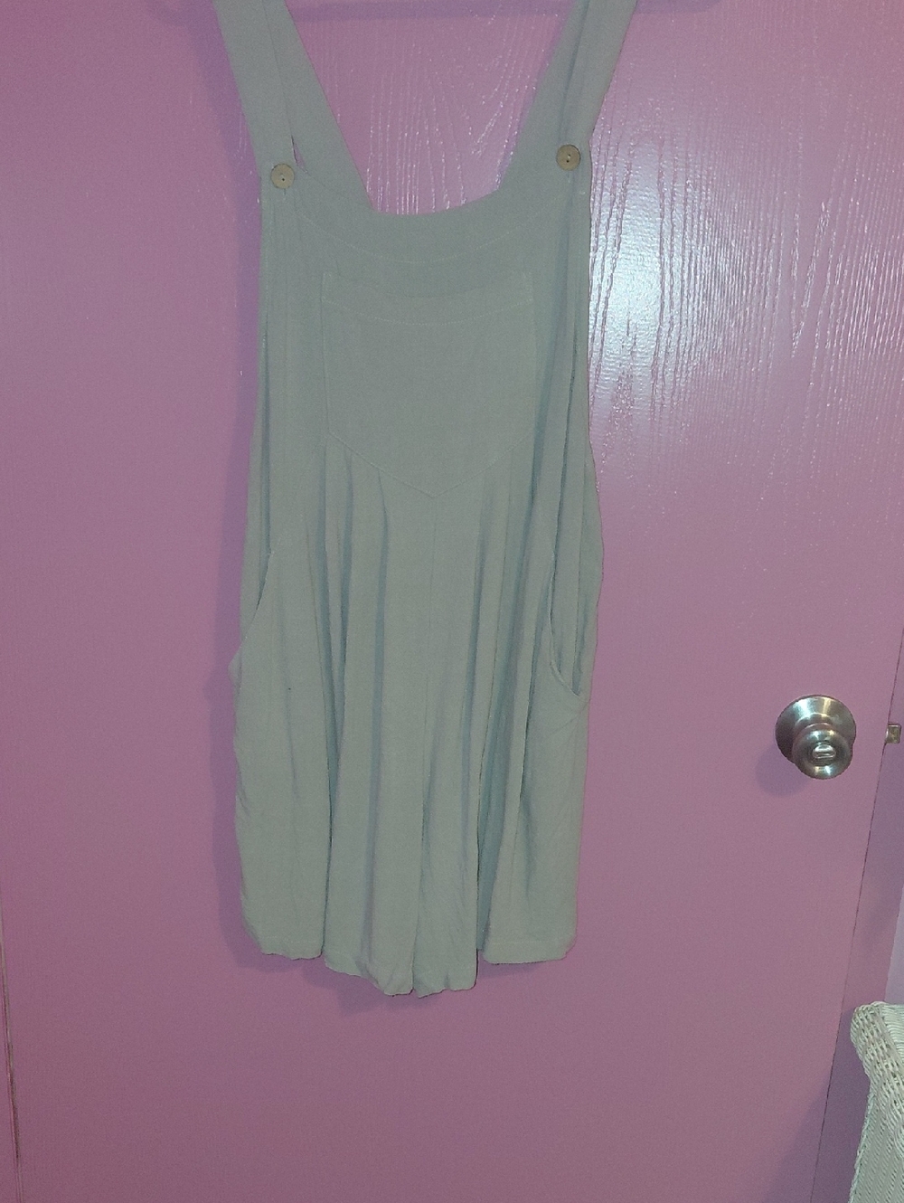 Beige Linen-Blend Overall Romper with Pockets